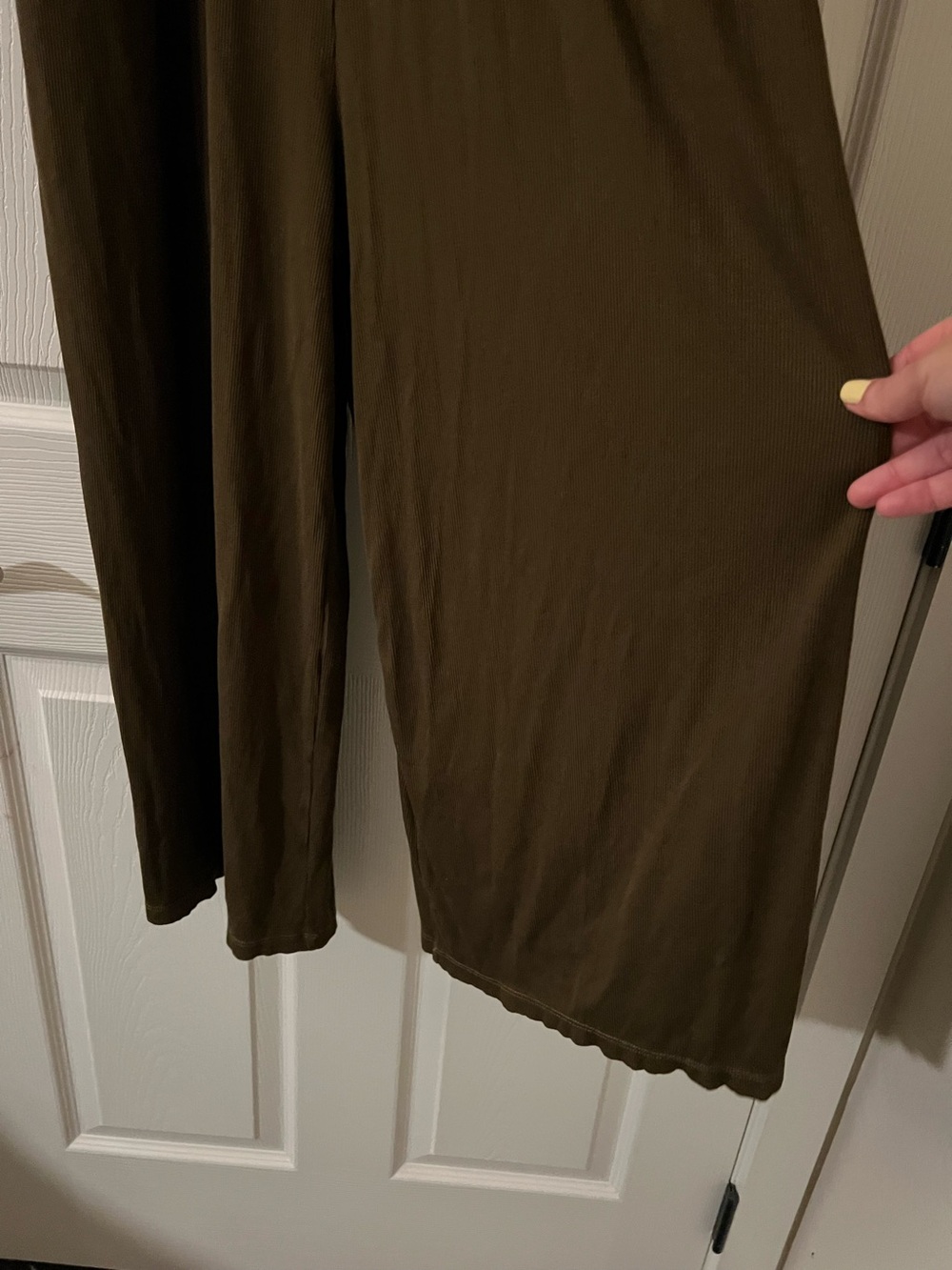 Army Green/Olive Ribbed Spaghetti Strap wide leg jumpsuit #160 - Picture 5 of 12